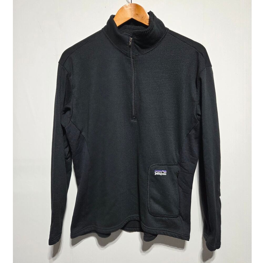 Patagonia Woman's R1 Black Fleece Quarter Zip Pullover Size Large Polartec